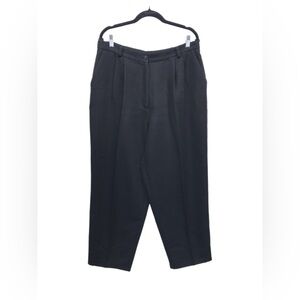 Liz Claiborne Villager Dress Pants Womens 16 Black Pleated High Rise Tapered Leg